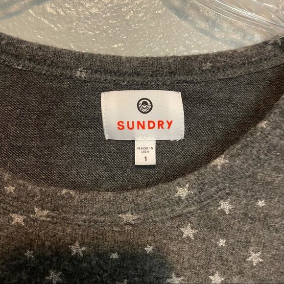 Sundry Grey Star Print Pullover Cross Back Small - Picture 6 of 11